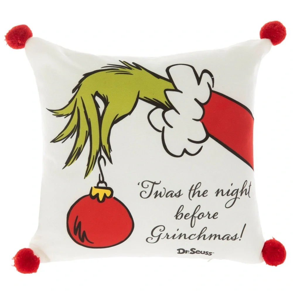 The Grinch Grinchmas Pom Pom Mini Pillow NWT